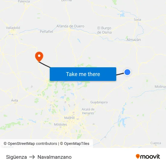 Sigüenza to Navalmanzano map