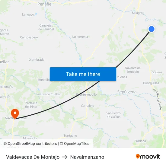 Valdevacas De Montejo to Navalmanzano map
