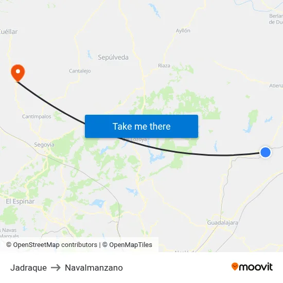 Jadraque to Navalmanzano map