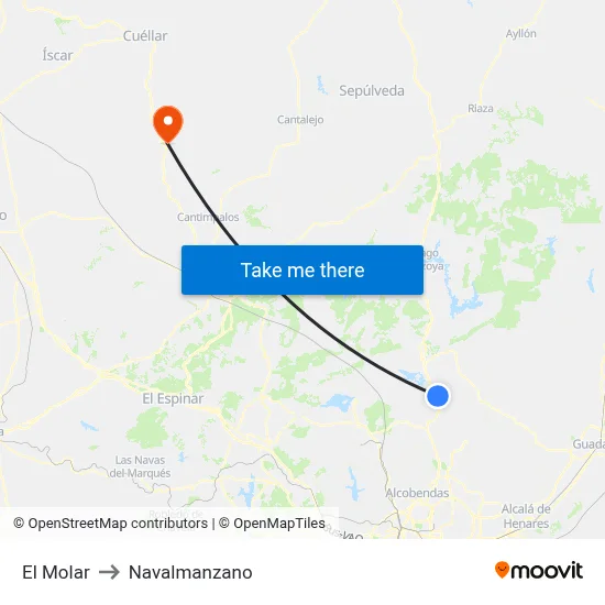 El Molar to Navalmanzano map