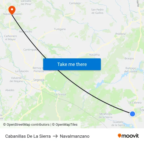 Cabanillas De La Sierra to Navalmanzano map