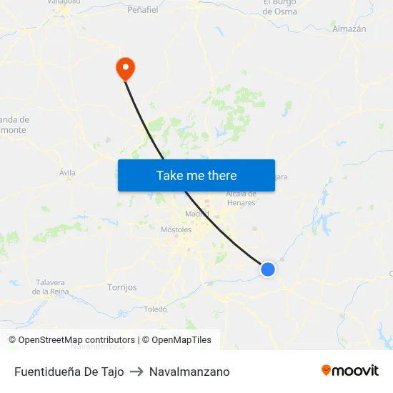 Fuentidueña De Tajo to Navalmanzano map