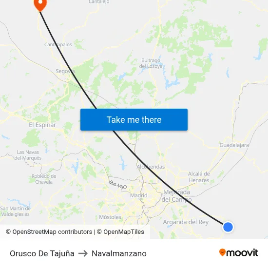 Orusco De Tajuña to Navalmanzano map
