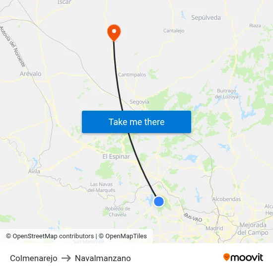 Colmenarejo to Navalmanzano map