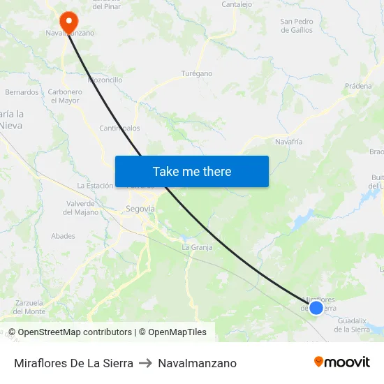 Miraflores De La Sierra to Navalmanzano map