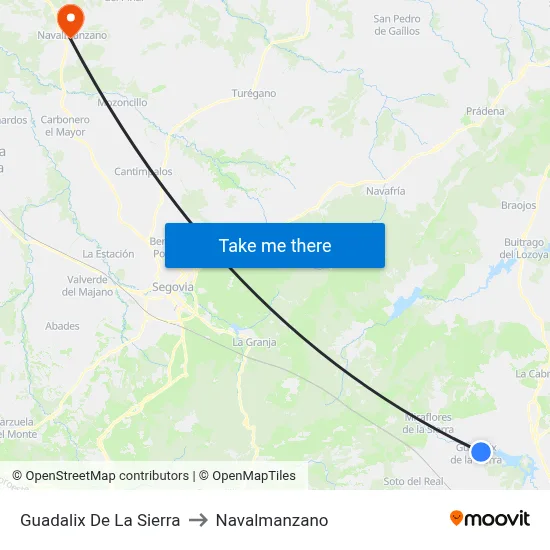 Guadalix De La Sierra to Navalmanzano map