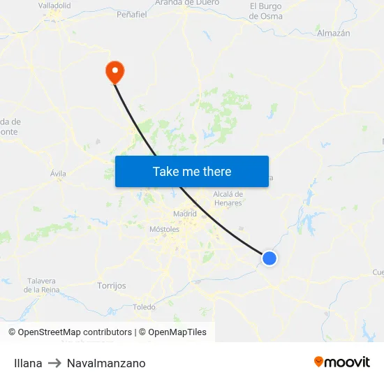 Illana to Navalmanzano map