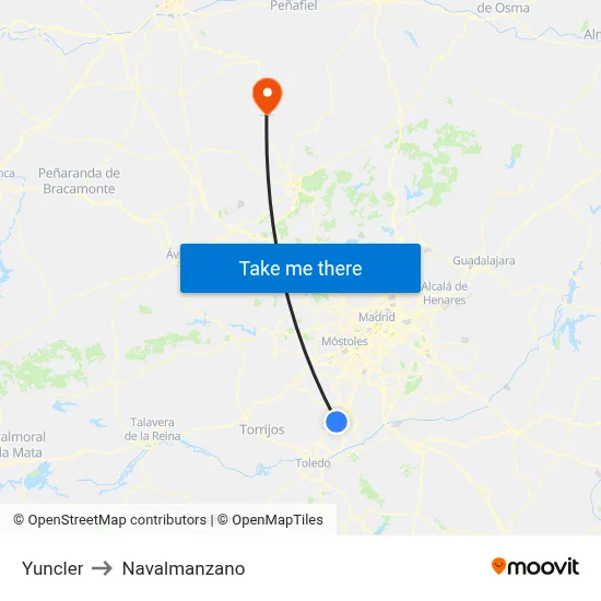 Yuncler to Navalmanzano map