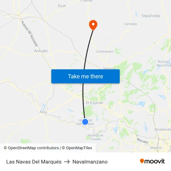 Las Navas Del Marqués to Navalmanzano map