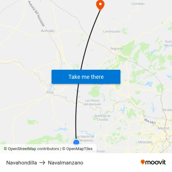 Navahondilla to Navalmanzano map