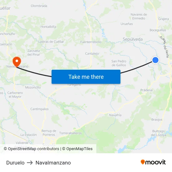Duruelo to Navalmanzano map