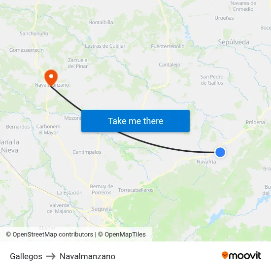 Gallegos to Navalmanzano map
