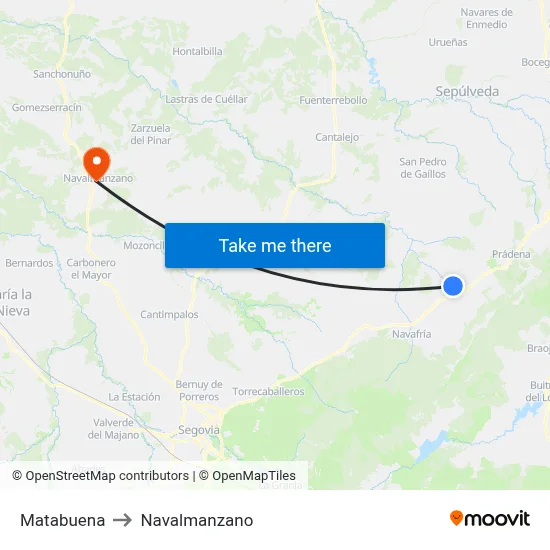 Matabuena to Navalmanzano map