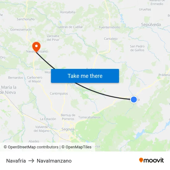Navafría to Navalmanzano map
