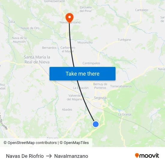 Navas De Riofrío to Navalmanzano map