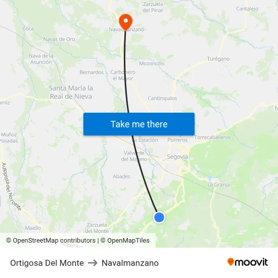 Ortigosa Del Monte to Navalmanzano map