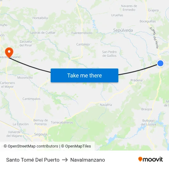 Santo Tomé Del Puerto to Navalmanzano map