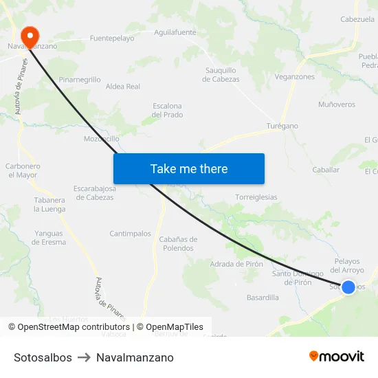 Sotosalbos to Navalmanzano map