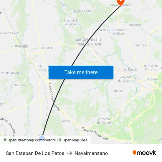 San Esteban De Los Patos to Navalmanzano map