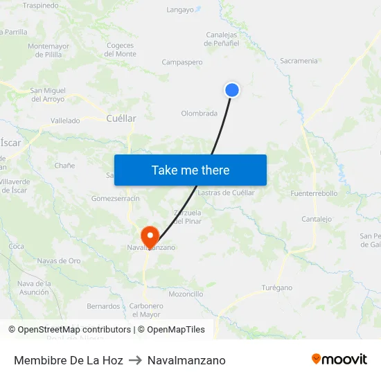 Membibre De La Hoz to Navalmanzano map