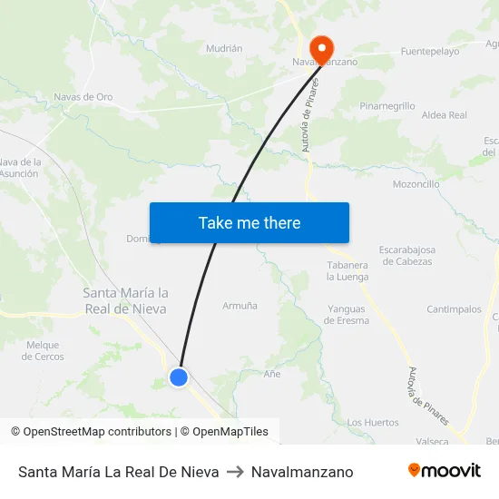 Santa María La Real De Nieva to Navalmanzano map
