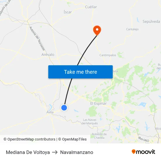 Mediana De Voltoya to Navalmanzano map