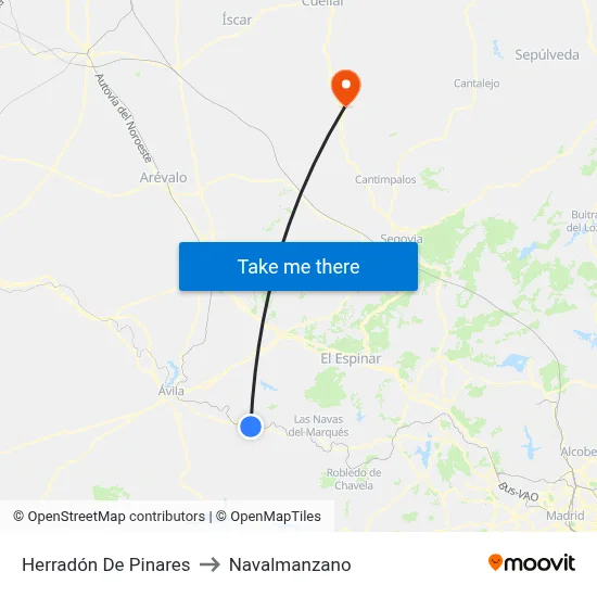 Herradón De Pinares to Navalmanzano map