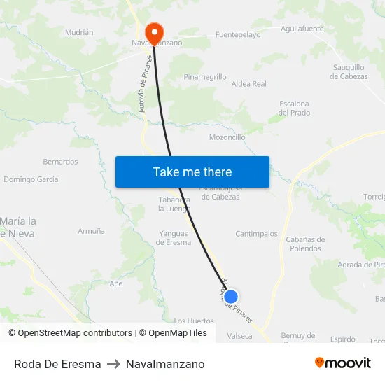 Roda De Eresma to Navalmanzano map