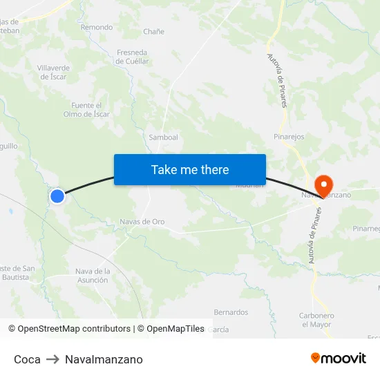 Coca to Navalmanzano map