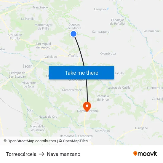 Torrescárcela to Navalmanzano map