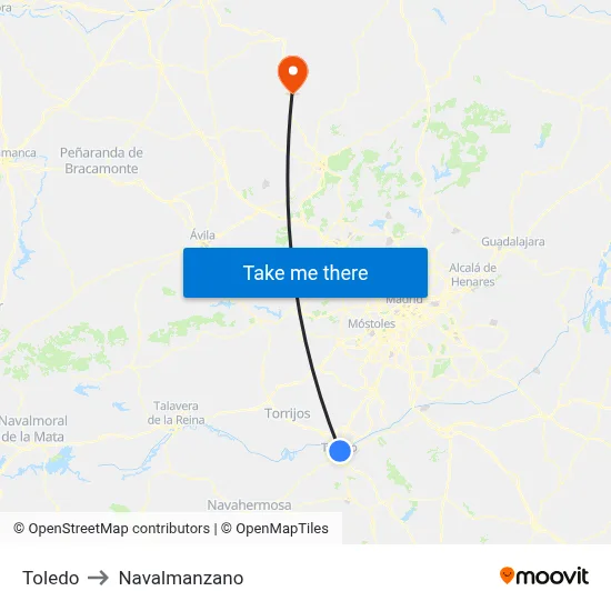 Toledo to Navalmanzano map
