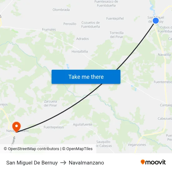 San Miguel De Bernuy to Navalmanzano map