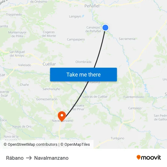 Rábano to Navalmanzano map