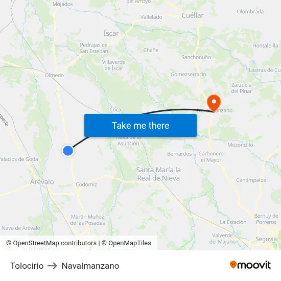 Tolocirio to Navalmanzano map