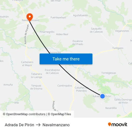 Adrada De Pirón to Navalmanzano map