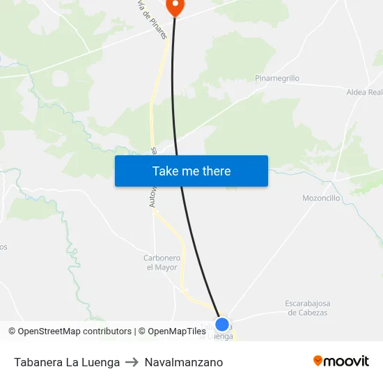 Tabanera La Luenga to Navalmanzano map