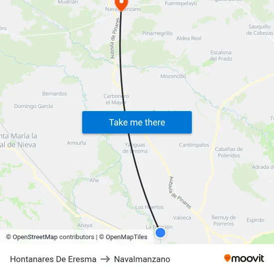 Hontanares De Eresma to Navalmanzano map