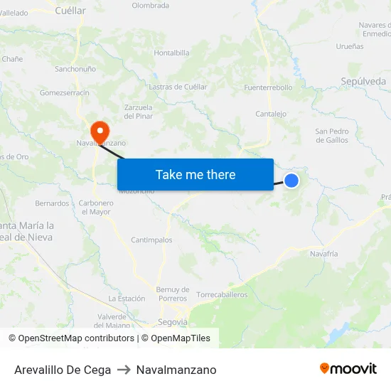 Arevalillo De Cega to Navalmanzano map