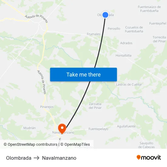 Olombrada to Navalmanzano map