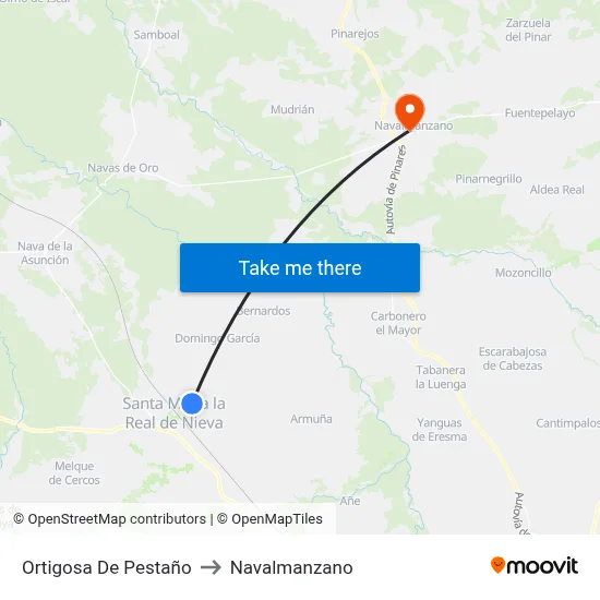 Ortigosa De Pestaño to Navalmanzano map