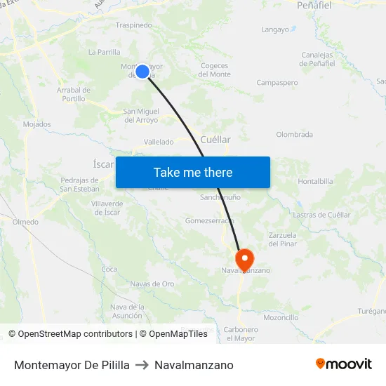Montemayor De Pililla to Navalmanzano map