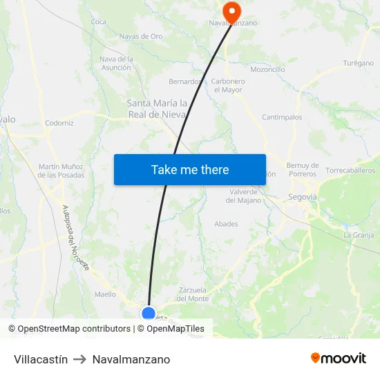 Villacastín to Navalmanzano map