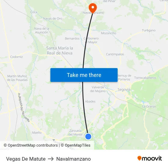 Vegas De Matute to Navalmanzano map