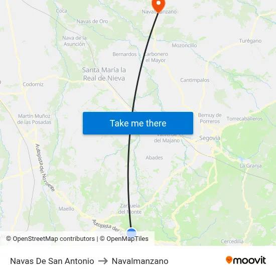 Navas De San Antonio to Navalmanzano map