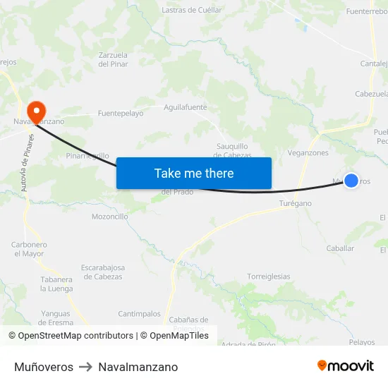 Muñoveros to Navalmanzano map