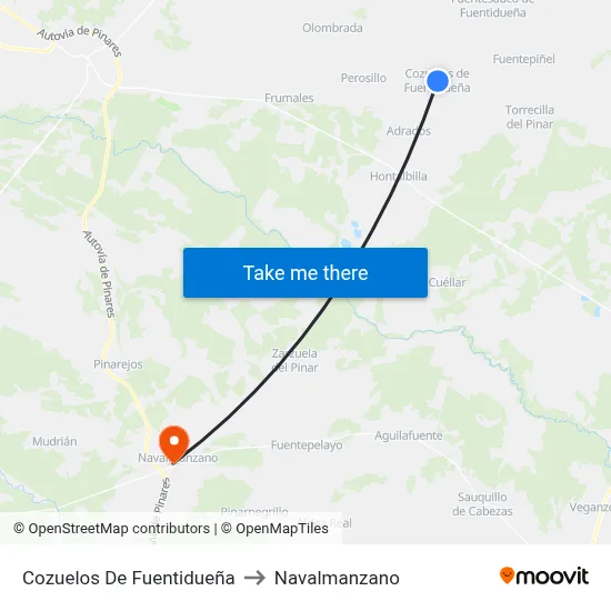 Cozuelos De Fuentidueña to Navalmanzano map