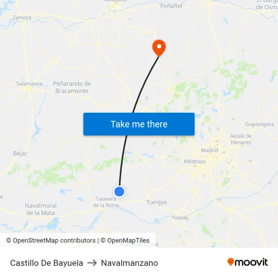 Castillo De Bayuela to Navalmanzano map