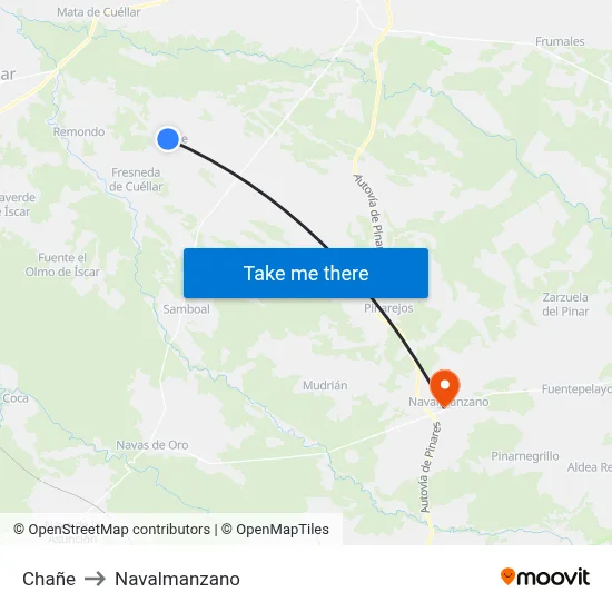Chañe to Navalmanzano map