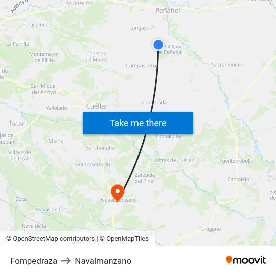 Fompedraza to Navalmanzano map