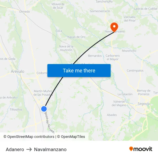 Adanero to Navalmanzano map